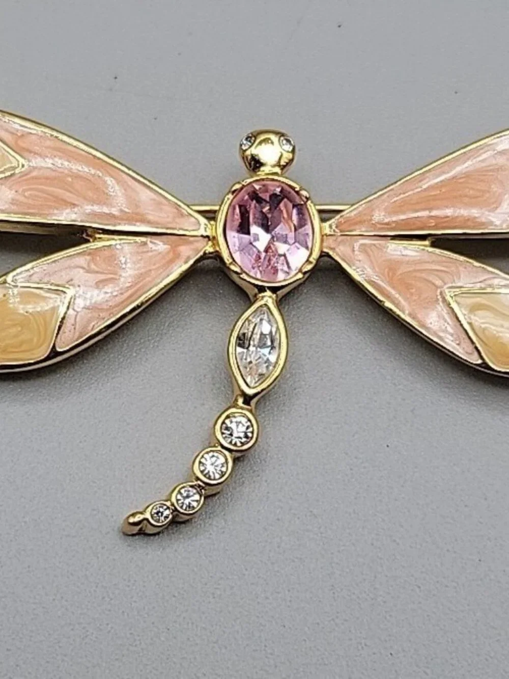 KJL Dragonfly Brooch for Avon Enamel Rhinestone Brooch Signed Kenneth Jay Lane